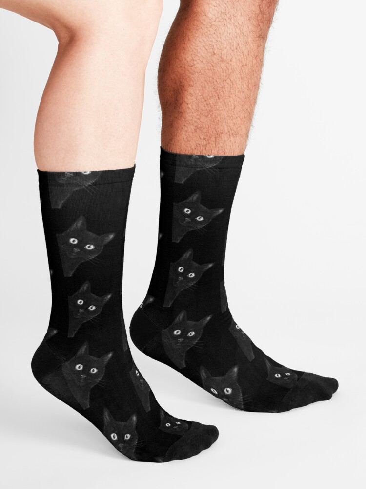 Alternate view of Black cat on black Socks