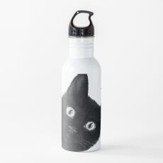 Black cat on black Water Bottle