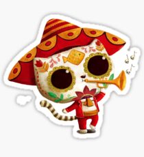 Pegatina El día de los muertos Lindo gato El Mariachi