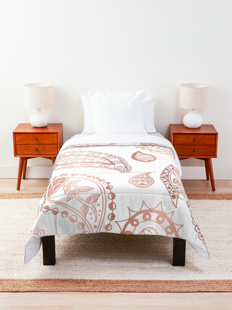Alternative Ansicht von Roségold Paisley-Muster Tagesdecke