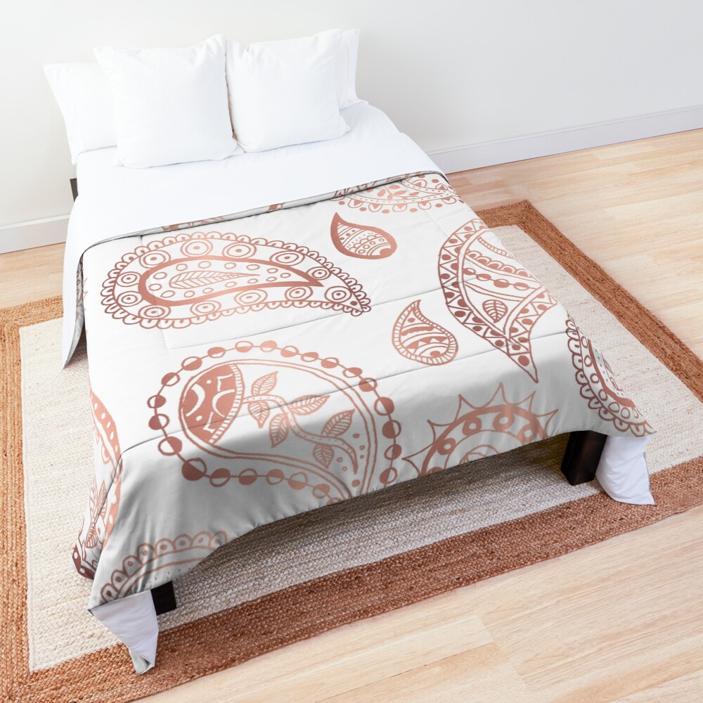 Roségold Paisley-Muster Tagesdecke