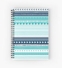 Blue Aqua White tribal pattern Spiral Notebook