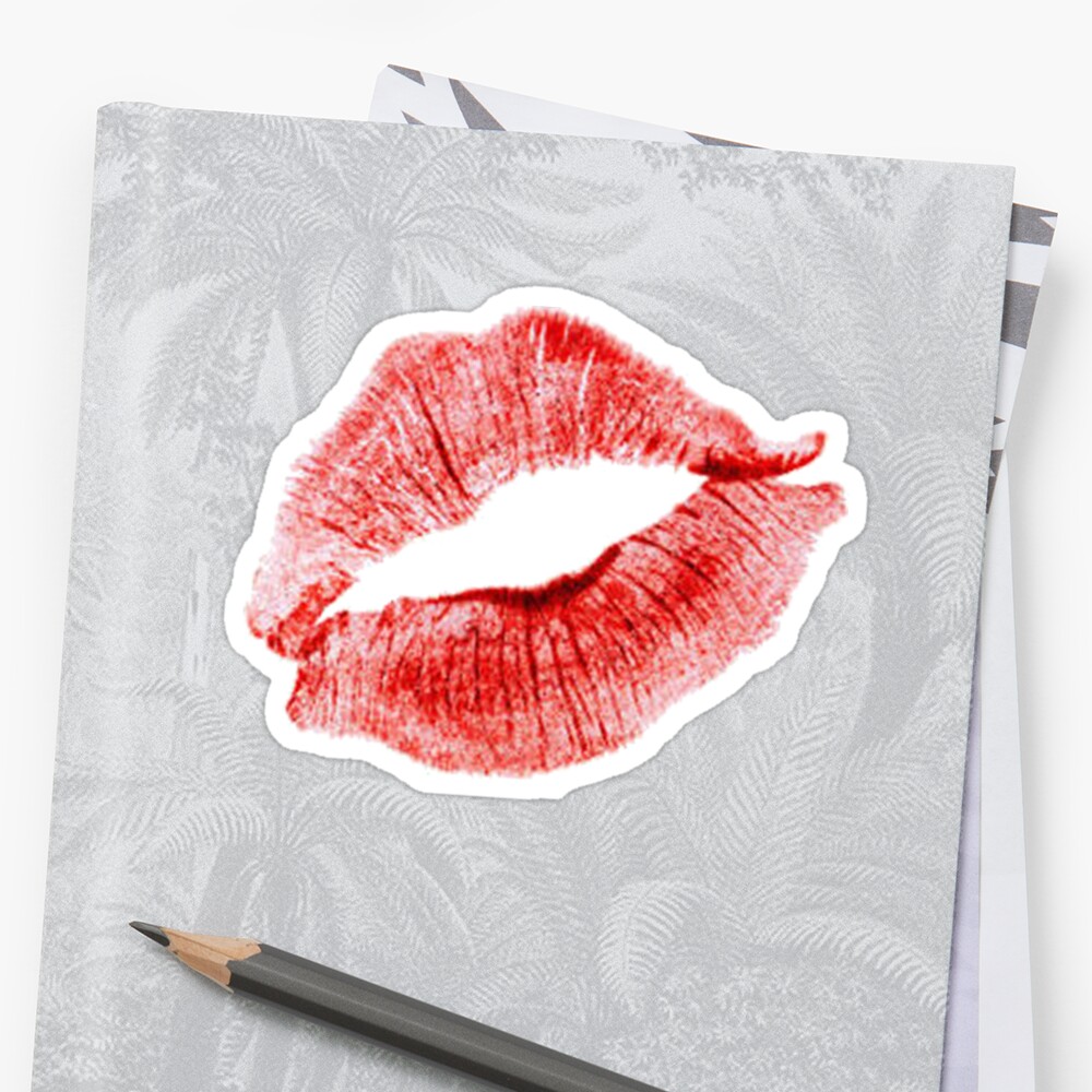 "Lipstick print" Sticker by georgiasf | Redbubble