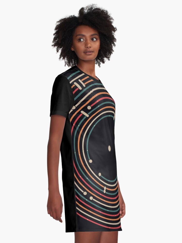 Alternate view of Vinyl music metro record map labyrinth Graphic T-Shirt Dress