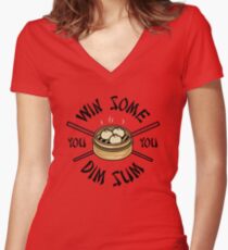 You Win Some You Dim Sum // Cute Funny Food Pattern Women's Fitted V-Neck T-Shirt