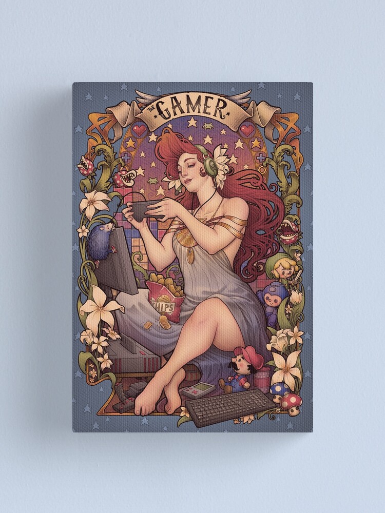 Alternate view of Gamer girl Nouveau Canvas Print