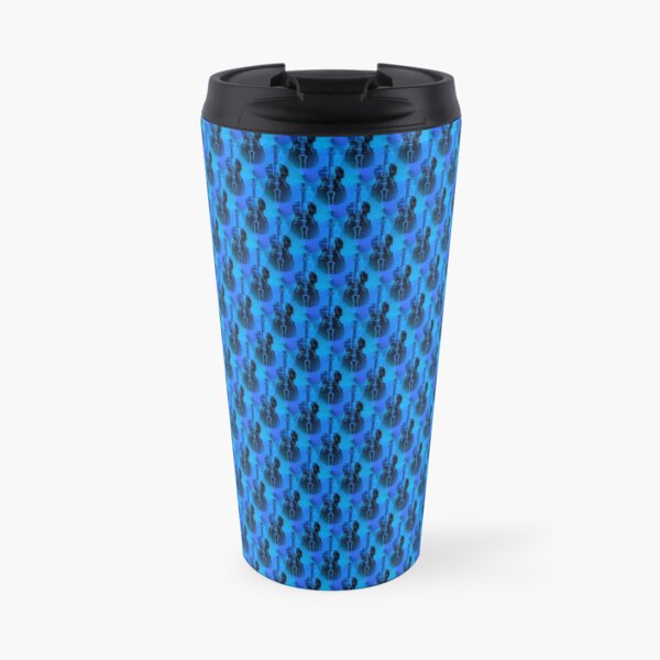 Geige vor blauem Hintergrund Thermobecher