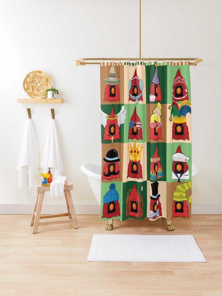 Cute Cardinal Collage Shower Curtain By Noboneslife Redbubble