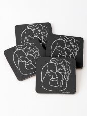 TAHITIAN LADY : Vintage Matisse Black and White Painting Print Coasters