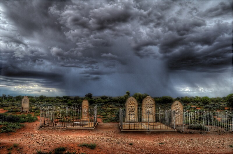 "Silverton Cemetery Downpour" by Rod Wilkinson Redbubble