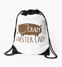 Crazy Hamster lady Drawstring Bag