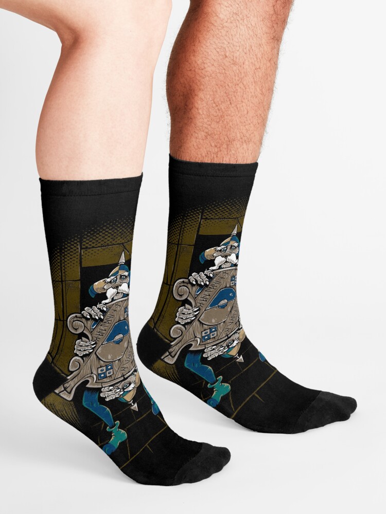 Alternate view of One of Us Always Lies - Labyrinth Door - Goblin - 80's Fantasy Socks