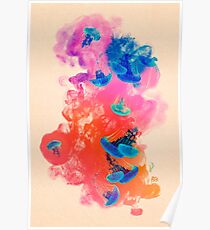 Psychedelic Ink Jellyfish Dream Watercolor Poster