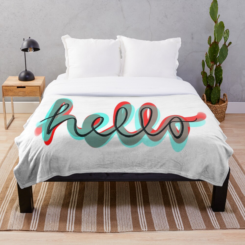 3D Hello on a throw blanket