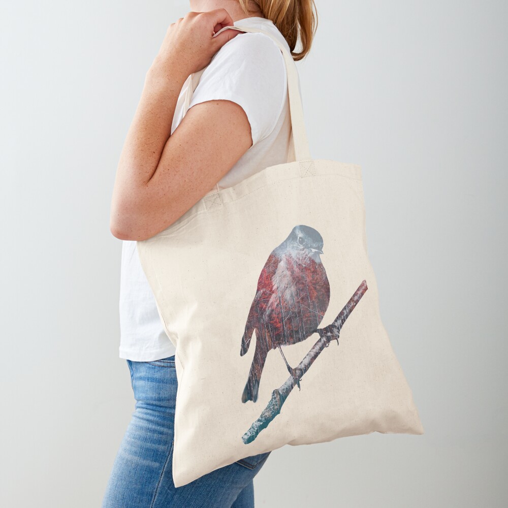 Forest Robin on a Branch Tote Bag