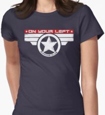 "On Your Left Running Club" Hybrid Inverted Women's Fitted T-Shirt