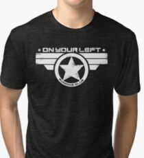 "On Your Left Running Club" Distressed Print 2 Tri-blend T-Shirt