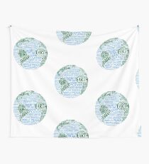 Protect Earth - Blue Green Words for Earth Wall Tapestry