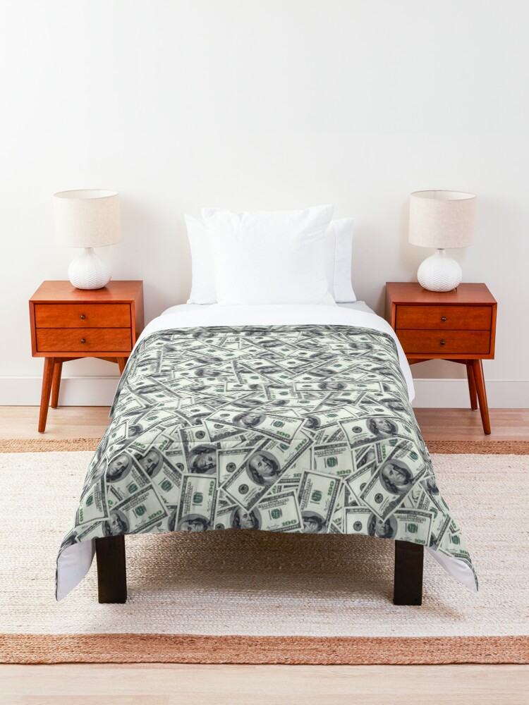 Alternate view of Giant money background 100 dollar bills Comforter