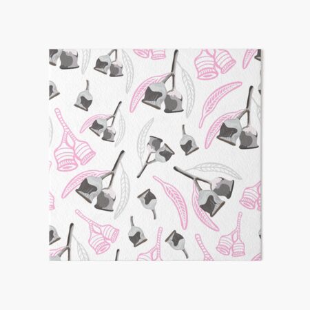 Pink & Grey Eucalyptus Pattern Art Board Print