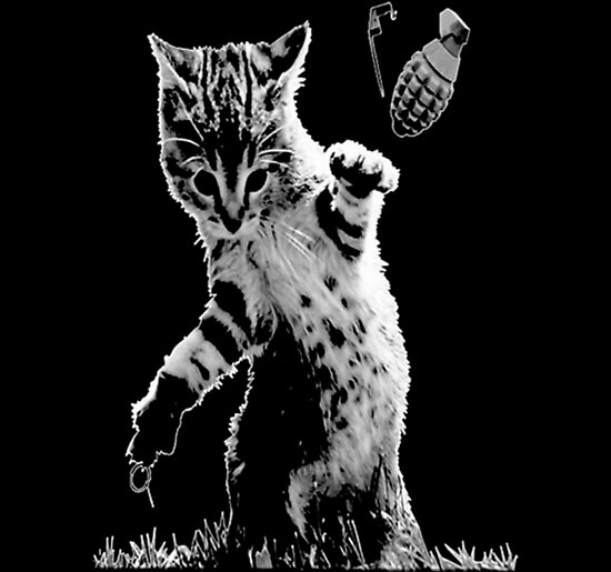 "Catastrophe Cat Throwing Grenade Premium" Poster by GeovannyMra