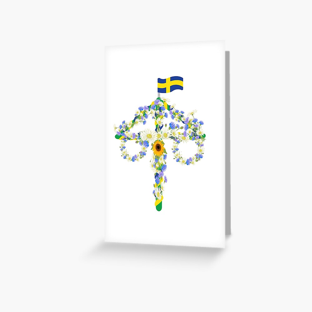 "Midsommar Midsummer Flowers Floral Pole festival Flag" Greeting Card