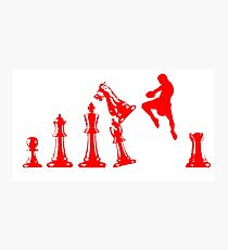 Kickboxing Chess Jumping Knee Red Photographic Print