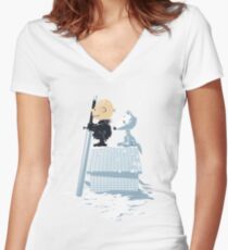 WINTER PEANUTS Women's Fitted V-Neck T-Shirt