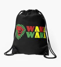 Red lion green mane waka waka geek funny nerd Drawstring Bag