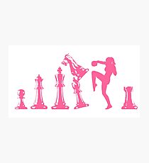 Female Kickboxing Knee Pink Chess Photographic Print