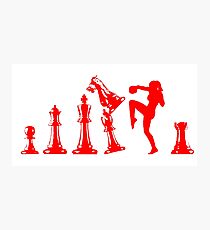 Female Kickboxing Knee Red Chess Photographic Print