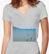 Swimming the dog Women's Fitted V-Neck T-Shirt