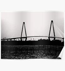Cooper River Bridge Black & White Poster