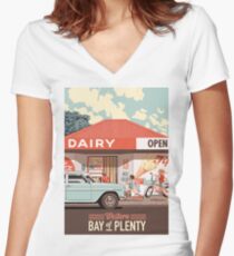 Corner Dairy Women's Fitted V-Neck T-Shirt