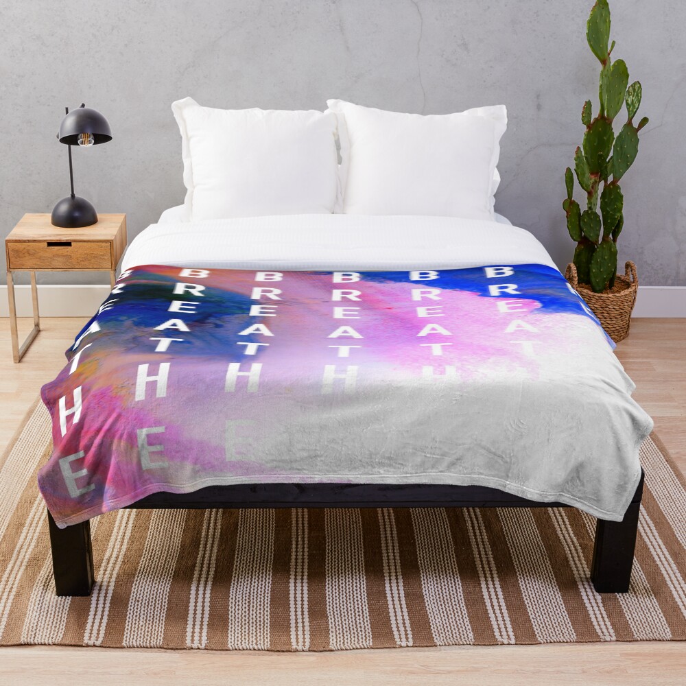 Breathe with Marble Background on a throw blanket