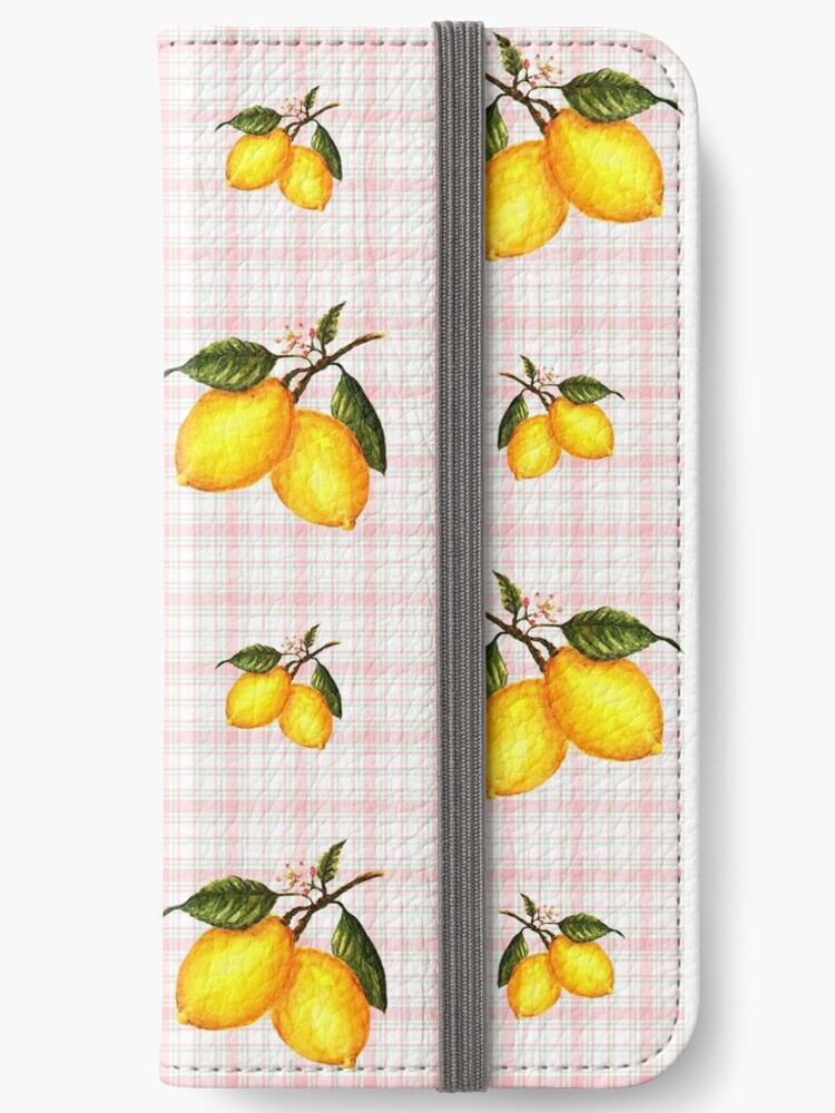 Watercolor Illustration Seamless Pattern With Lemons On Checkered