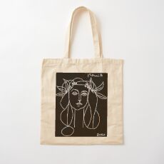 HEAD : Vintage 1946 Young Girl Silhouette Print by Picasso Cotton Tote Bag