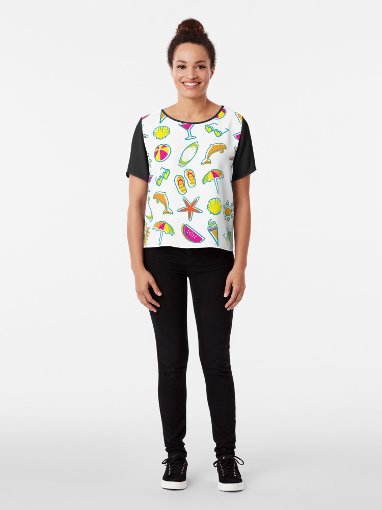 Alternate view of Summer Fun Beach Icons Chiffon Top