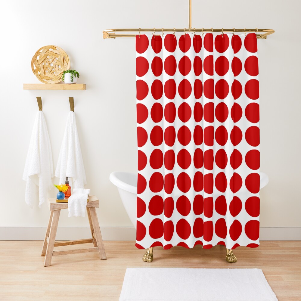 Red Dots Pattern Red & White Shower Curtain