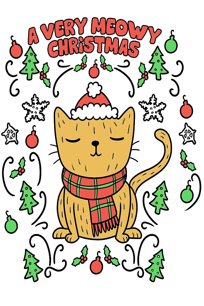 Very Meowy Christmas Cat | Vintage Retro Kitty by Kittyworks