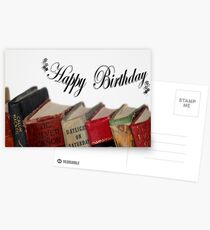 Happy Birthday (older) card - Old fashioned Books Postcards