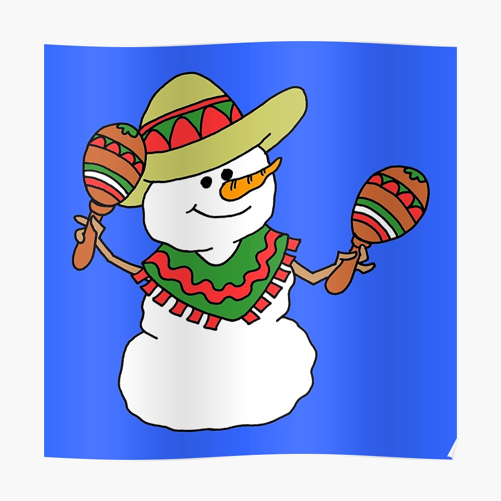 &quot;Feliz Navidad Snowman Spanish Christmas Cartoon&quot; Poster by