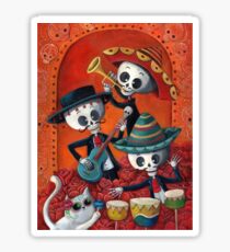 Dia de Los Muertos Skeleton Musicans Sticker