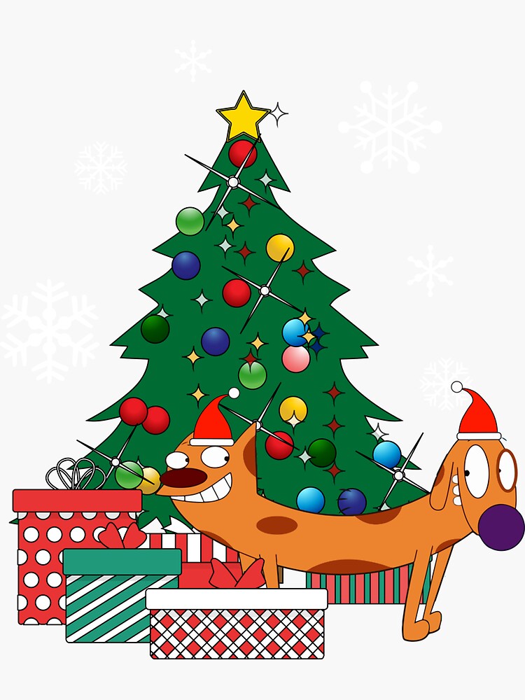 "Catdog Around The Christmas Tree" Sticker by Nova5 Redbubble