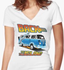 Back to the Island Lost And Back to the Future Spoof Women's Fitted V-Neck T-Shirt