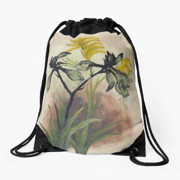 Western Australia wild flower Kangaroo Paw Yellow Gem - Anigozanthos Yalignosa Pulcherrimus State Library of Western Australia Drawstring Bag