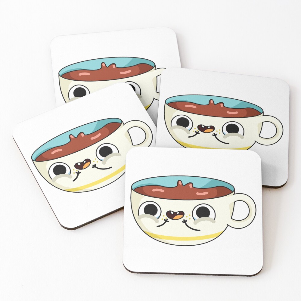 "Kawaii Happy Tea" Coasters (Set of 4) by kawaiilife Redbubble