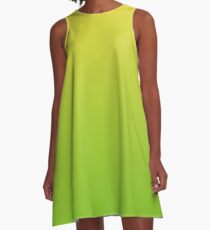 Yellow and Green Gradient Overlay A-Line Dress