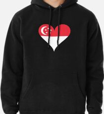 Singapore Flag Heart Pullover Hoodie