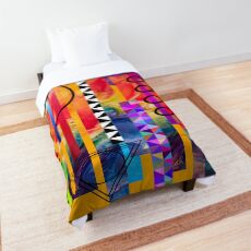 Abstract Modern Geometric Boho Bohemian Gypsy Tribal Colorful Collage Art Comforter